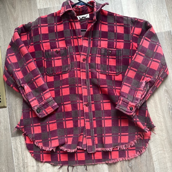 Champion Tops - Super Cool Unique Vintage Distressed Plaid Shacket